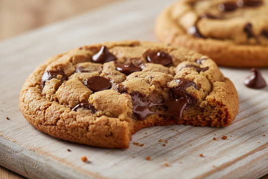 generate me an image of a chocolate chip cookie that is craveable and a little gooey